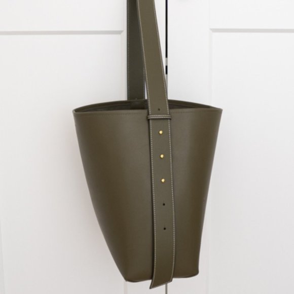 Jolina Leather Bucket Tote - Olive - Picture 5 of 12
